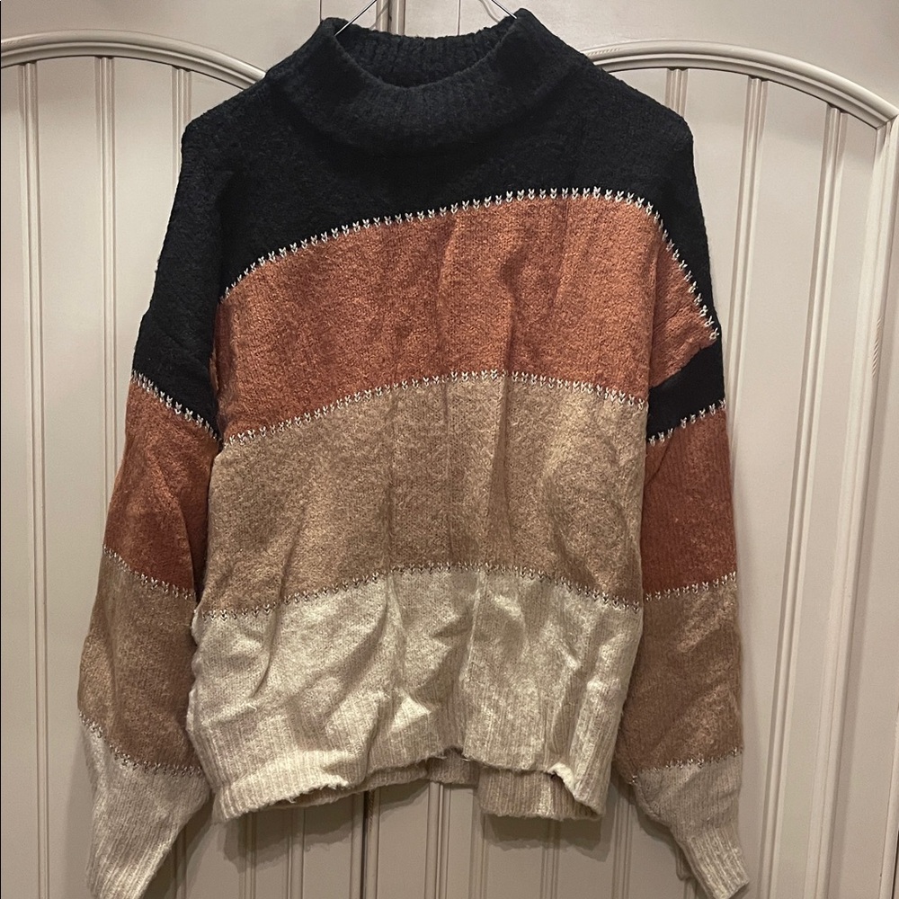 Elan Multicolor Striped Turtleneck Sweater